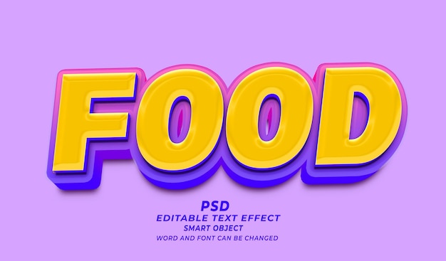 Plantilla de Photoshop de efectos de texto editables para alimentos en 3D