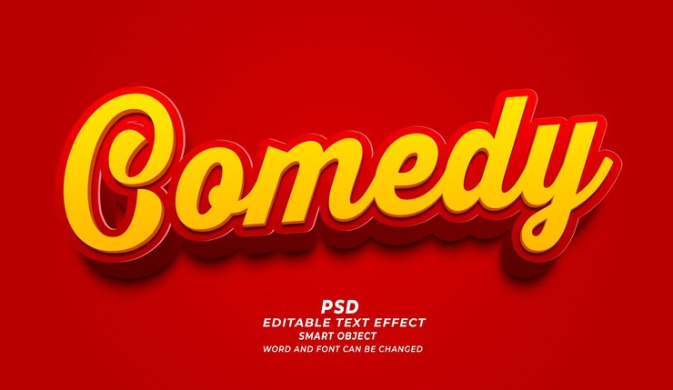 PSD plantilla de photoshop de efectos de texto editables de comedia 3d para psd