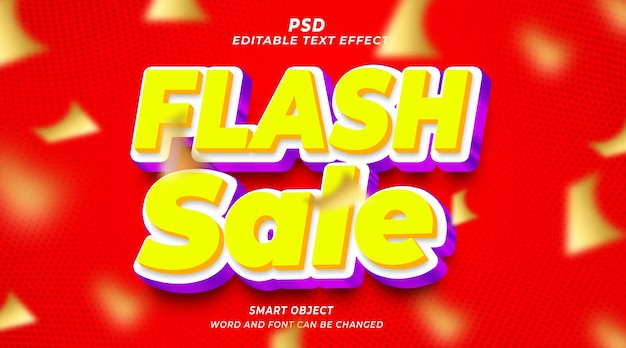Plantilla de photoshop de estilo de texto editable 3d de venta flash