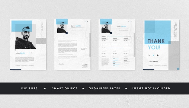 Plantilla de plan de estudios de currículum azul minimalista textura de papel azul