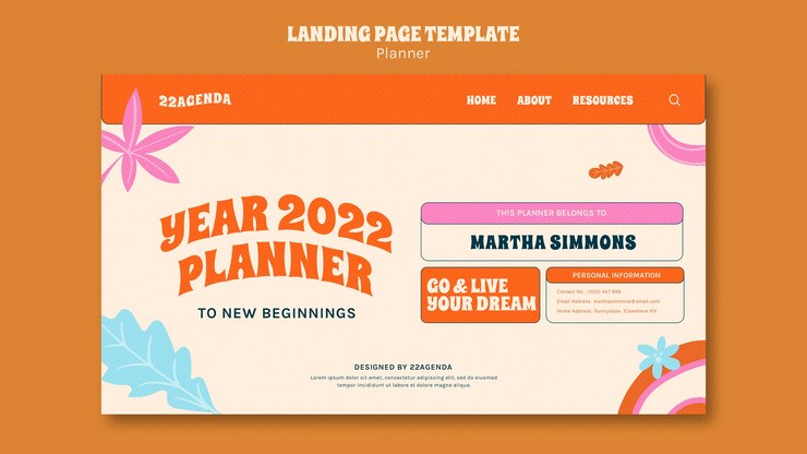 PSD plantilla de planificador de diseño plano