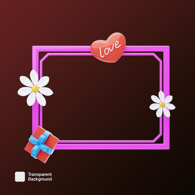 PSD plantilla de png 3d para cuadros de pareja de polaroid