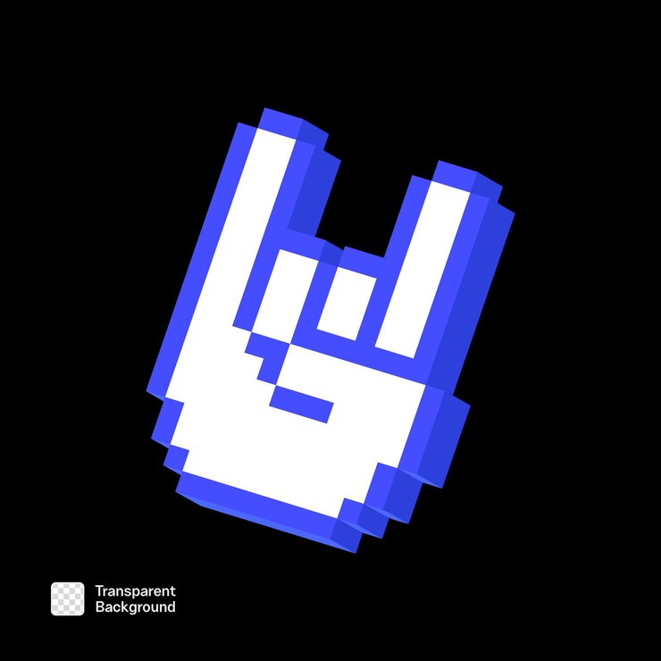 PSD plantilla png de arte de píxeles a mano en 3d