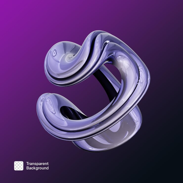 PSD plantilla png de forma abstracta azul iridescente en 3d