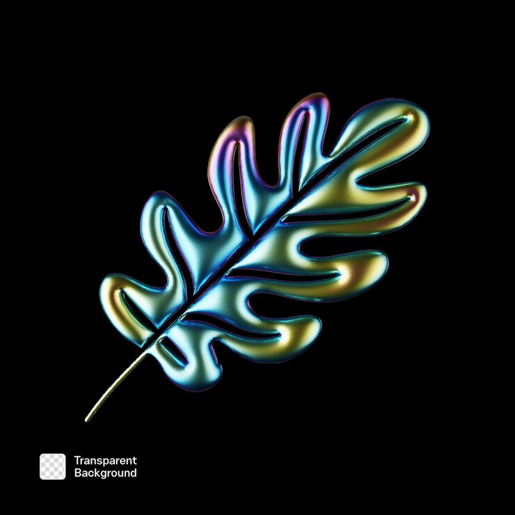 PSD plantilla png de ilustración holográfica de plantas en 3d