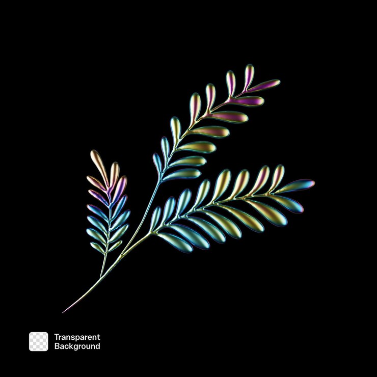 PSD plantilla png de ilustración holográfica de plantas en 3d