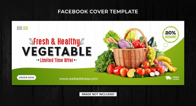 PSD plantilla de portada de facebook de alimentos comestibles o vegetales