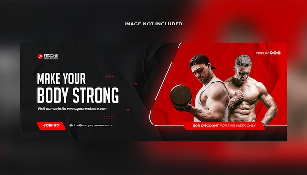 Plantilla de portada de facebook y banner web de entrenamiento de gimnasio fitness psd premium psd premium