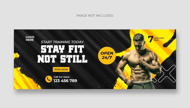 Plantilla de portada de facebook y banner web de gimnasio fitness