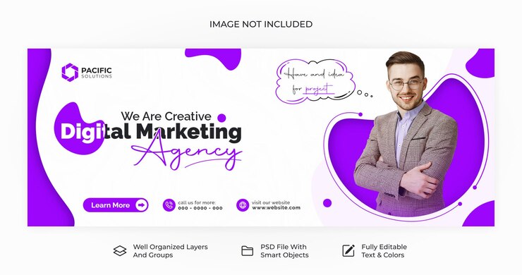 Plantilla de portada de facebook corporativa y agencia de marketing digital PSD