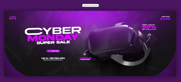 La plantilla de la portada de Facebook para el Cyber Monday Super Sale