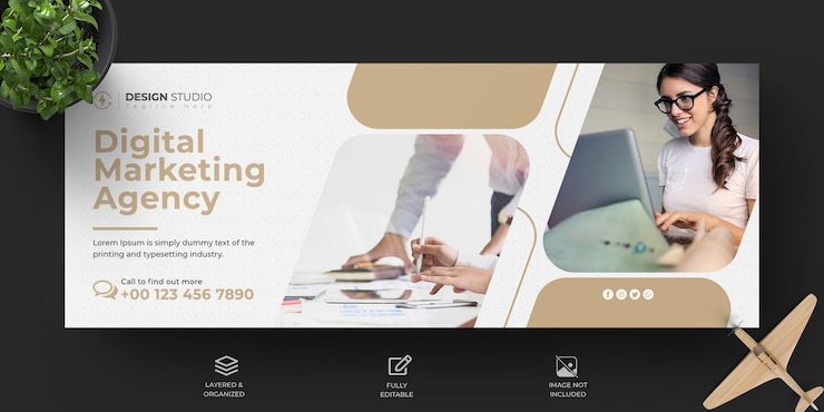 PSD plantilla de portada de facebook de marketing de negocios digitales