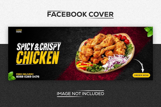 Plantilla de portada de facebook moderna de pollo