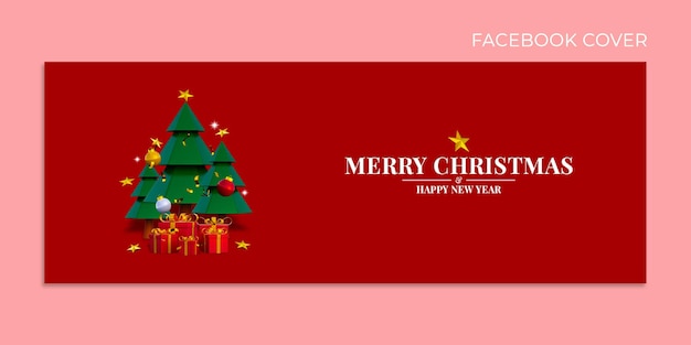 Plantilla de portada de facebook de navidad y feliz año nuevo