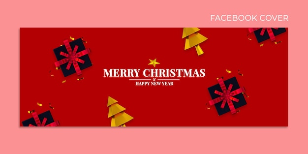 PSD plantilla de portada de facebook de navidad y feliz año nuevo