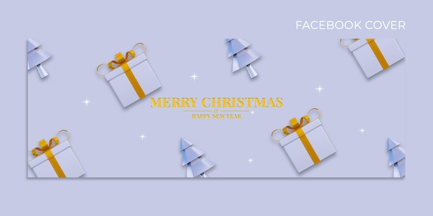 Plantilla de portada de facebook de navidad y feliz año nuevo