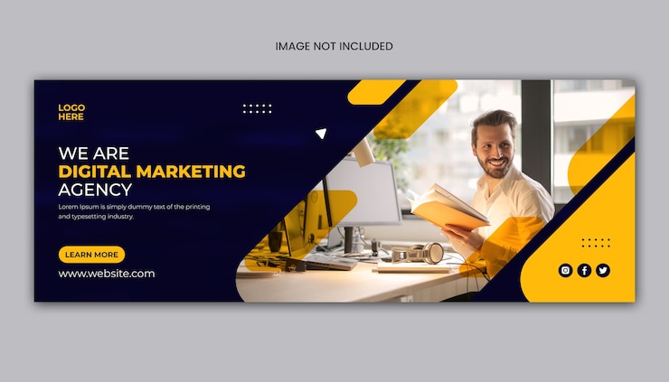 PSD plantilla de portada de facebook o banner web de agencia de negocios de marketing digital
