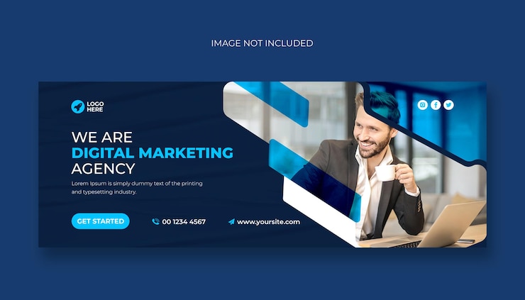 PSD plantilla de portada de facebook o banner web de agencia de negocios de marketing digital
