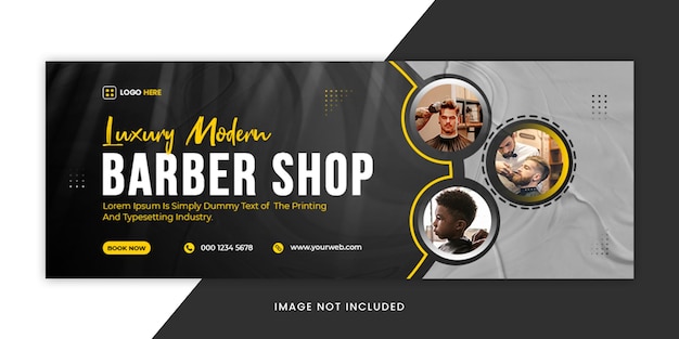 Plantilla de portada de facebook para redes sociales de barbería