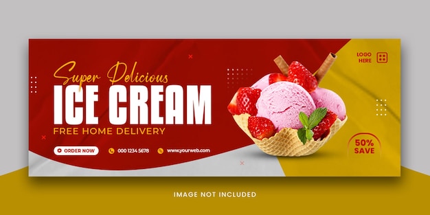 PSD plantilla de portada de facebook de redes sociales de delicioso helado
