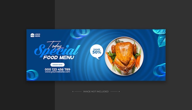 PSD plantilla de portada de facebook y redes sociales de menú de comida