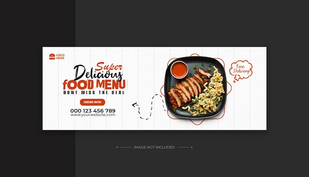 Plantilla de portada de Facebook y redes sociales de menú de comida