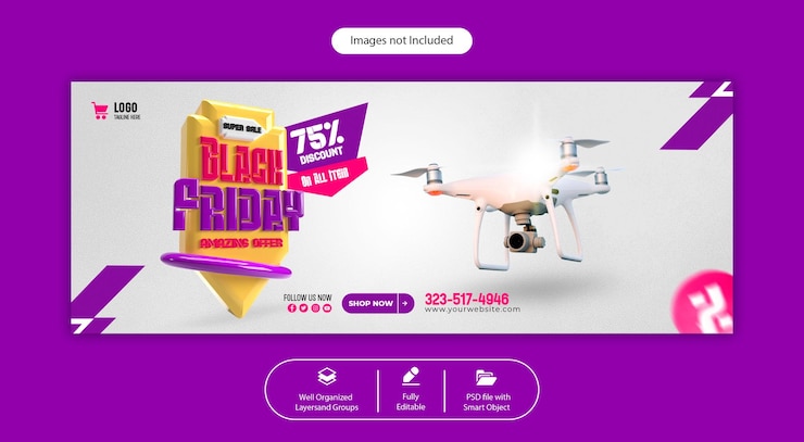 PSD plantilla de portada de facebook de super rebajas de viernes negro psd