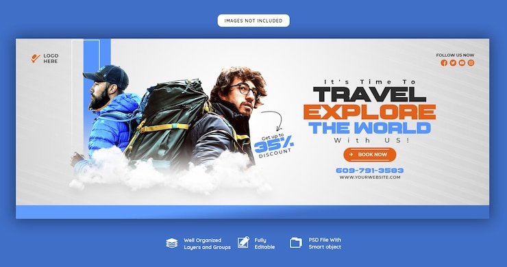 Plantilla de portada de Facebook de viajes y turismo