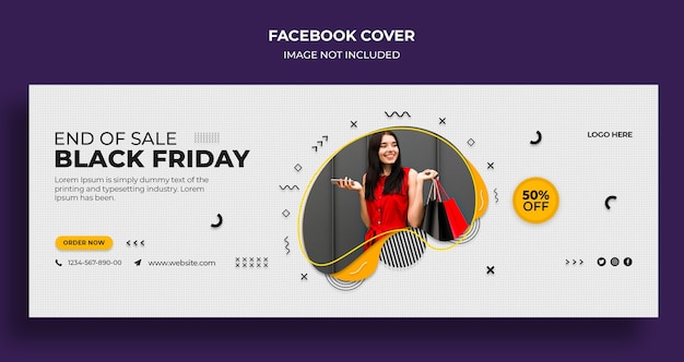 Plantilla de portada de redes sociales y banner web de venta de black friday