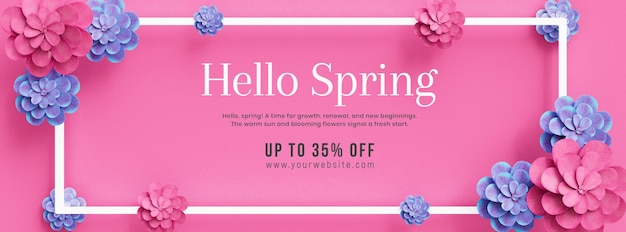 Plantilla de portada de redes sociales de hola primavera