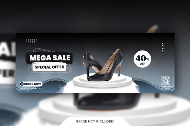 Plantilla de portada de redes sociales de mega rebajas de zapatos