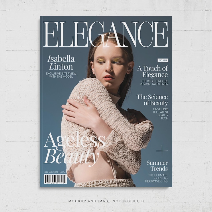 PSD plantilla de portada de revista de moda para mujeres en blanco tema elegante en photoshop psd