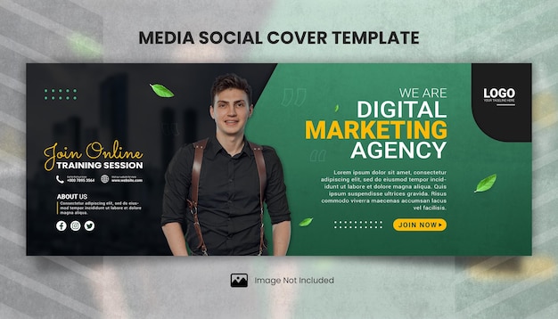 Plantilla de portada social de medios de agencia de marketing ecológico