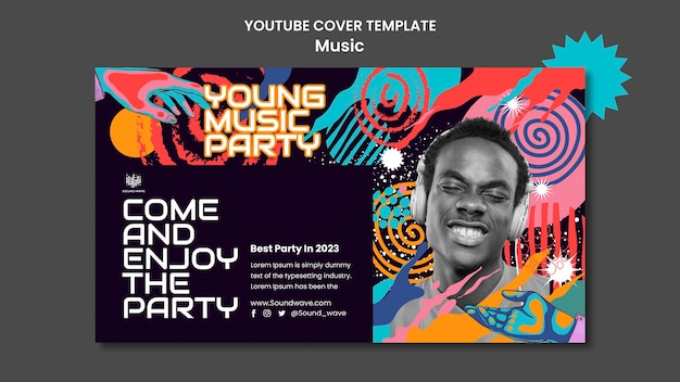 PSD plantilla de portada de youtube de festival de música