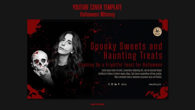 PSD plantilla de portada de youtube halloween fantástico terror color oscuro