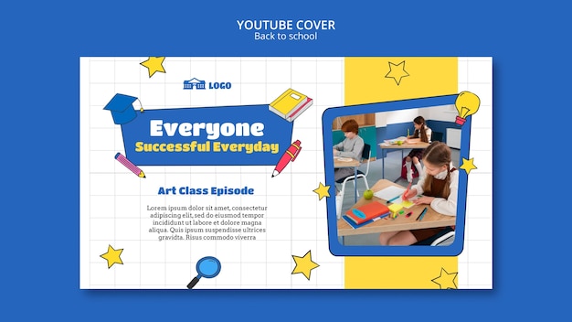 Plantilla de portada de youtube de regreso a la escuela