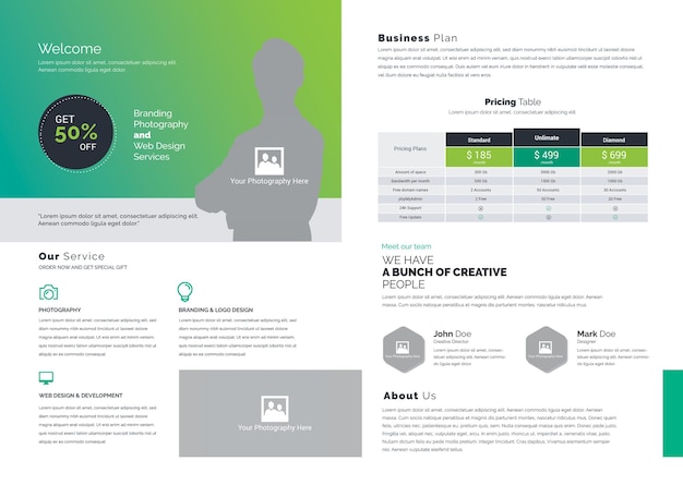 PSD plantilla de portafolio interior