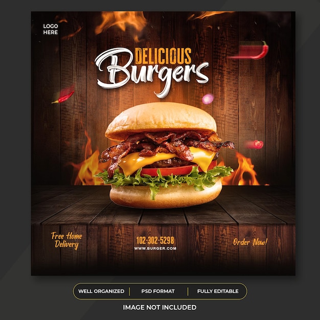 plantilla de post de banner de alimentos en las redes sociales