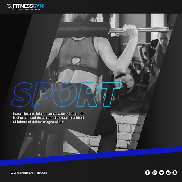 Plantilla de post cuadrado con concepto de fitness