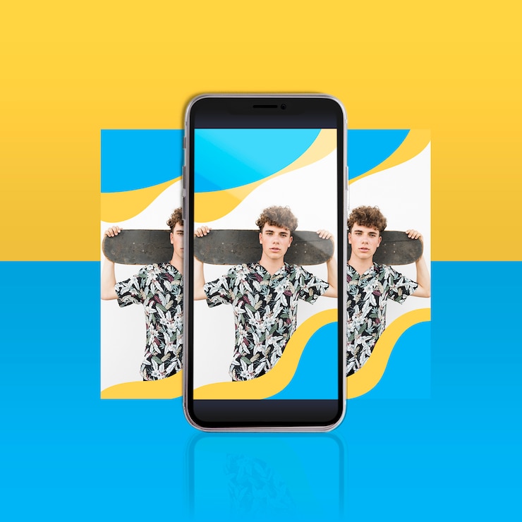 PSD plantilla de post de instagram moderno con smartphone