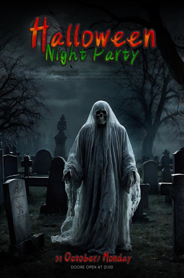 plantilla de póster A4 para la celebración de Halloween