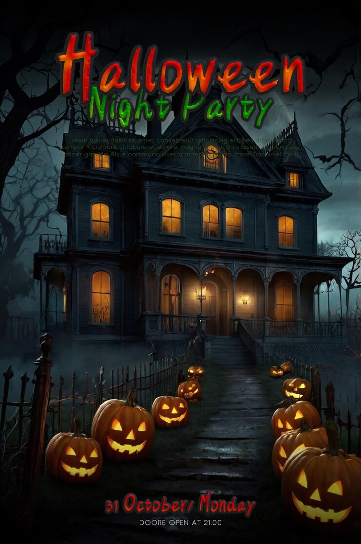 plantilla de póster A4 para la celebración de Halloween
