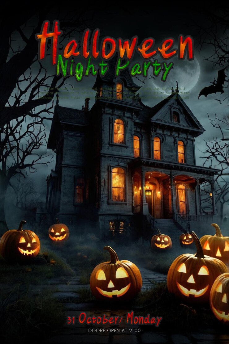 plantilla de póster A4 para la celebración de Halloween