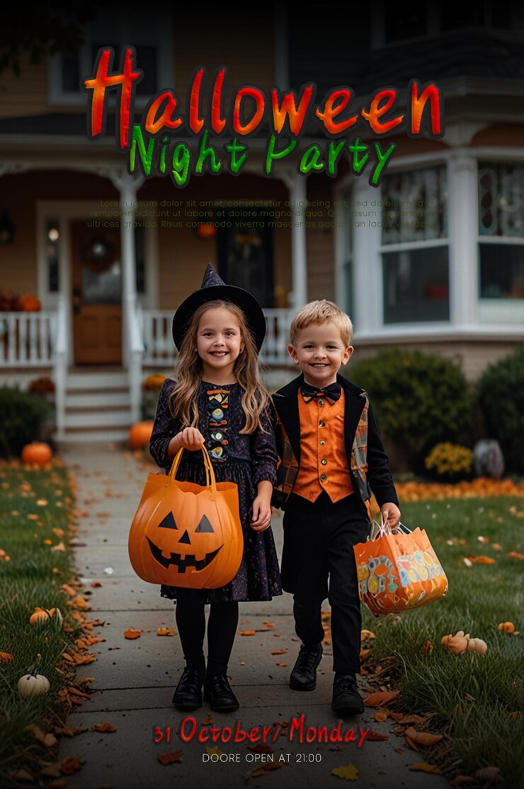 plantilla de póster A4 para la celebración de Halloween