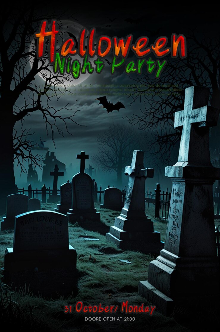 plantilla de póster A4 para la celebración de Halloween