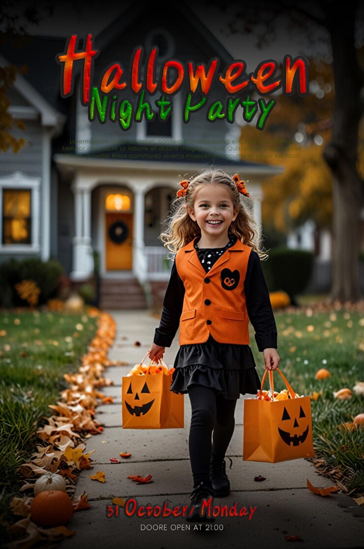 plantilla de póster A4 para la celebración de Halloween