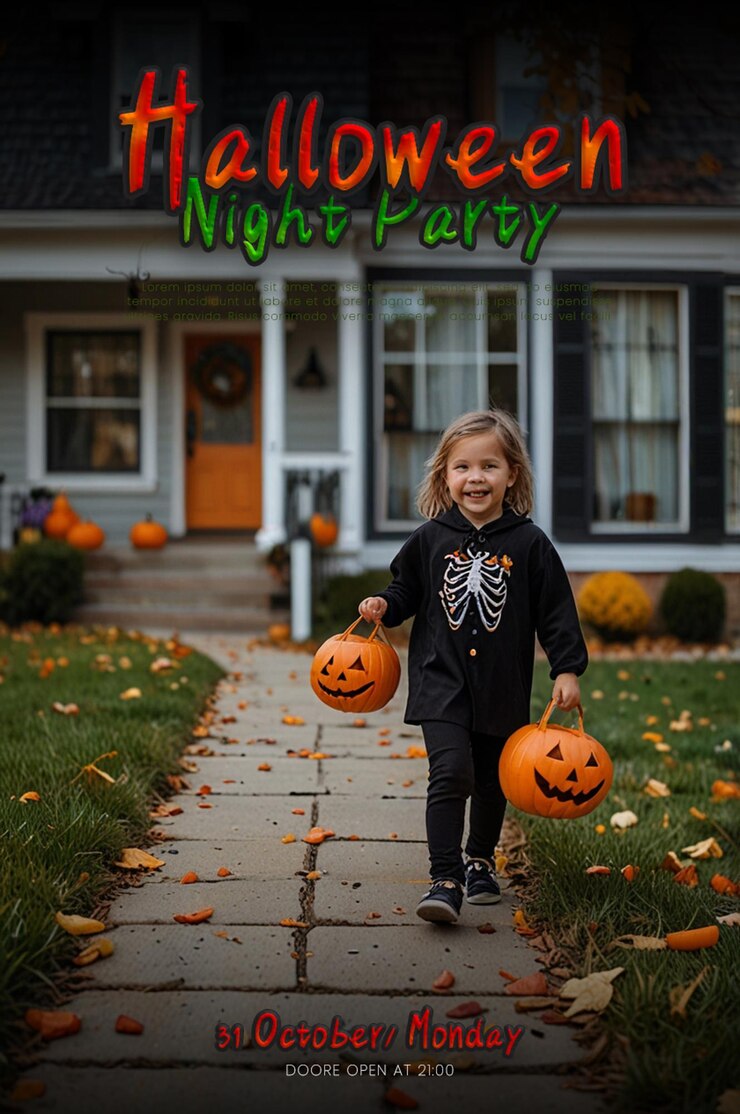 plantilla de póster A4 para la celebración de Halloween