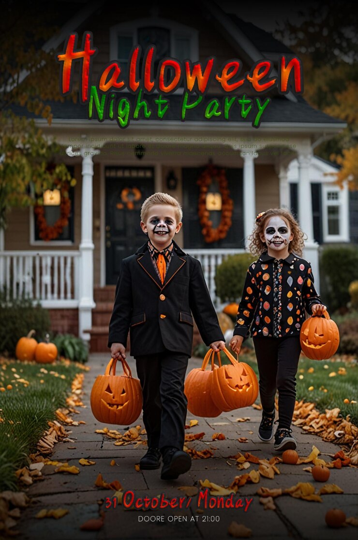 plantilla de póster A4 para la celebración de Halloween