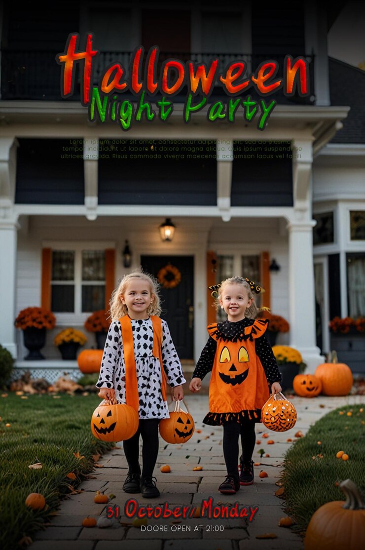 plantilla de póster A4 para la celebración de Halloween