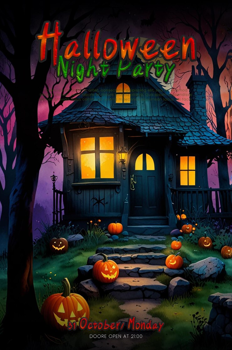 plantilla de póster A4 para la celebración de Halloween
